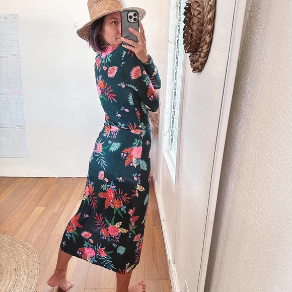 REVOLVE Floral Midi Dress - Black and Pink - Picture 4 of 11